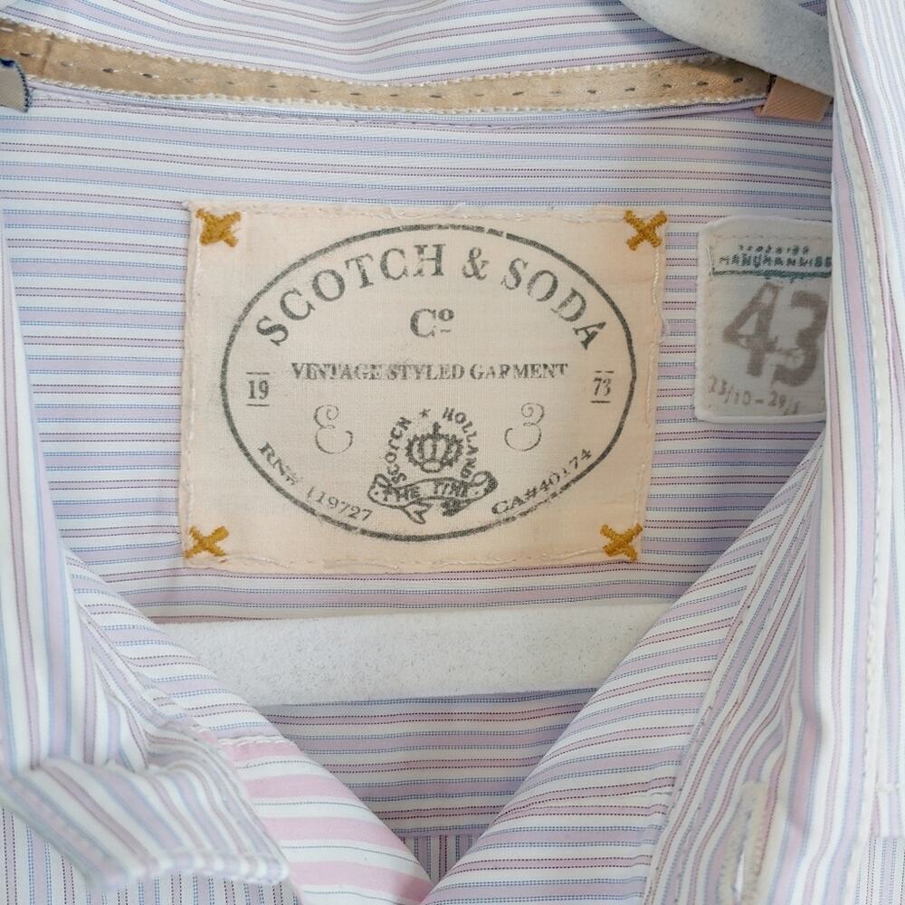 Scotch and Soda Men's Lavender White Striped Long Sleeve Shirt Sz XXL Office - Picture 5 of 14